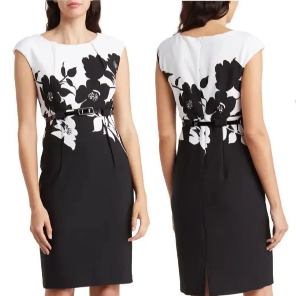 BRAND NEW CONNECTED APPAREL SLEEVELESS ROUNDNECK FLORAL DESIGN WOMEN"S DRESS